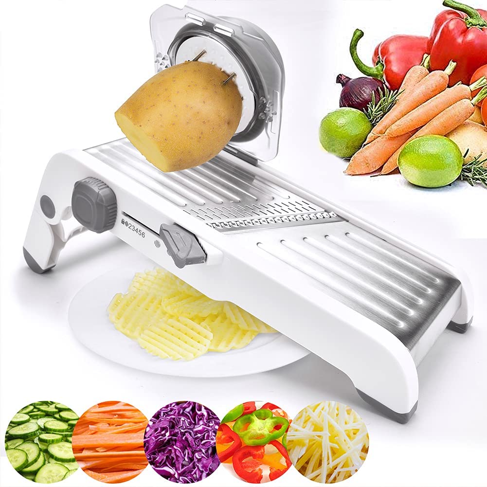 LMETJMA Ultra Mandoline Slicer Upgraded Vegetable Slicer Kitchen Adjustable Thickness Food Cutter Slicer Dicer KC0450