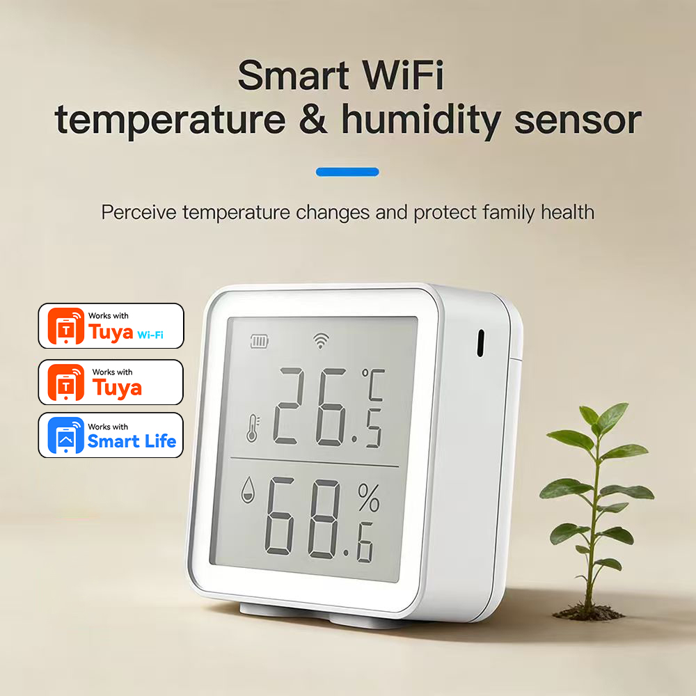 WiFi LCD Indoor Digital Electronic Temperature and Humidity Sensor For Tuya Smart Life APP Remote Viewing Temperature Monitor