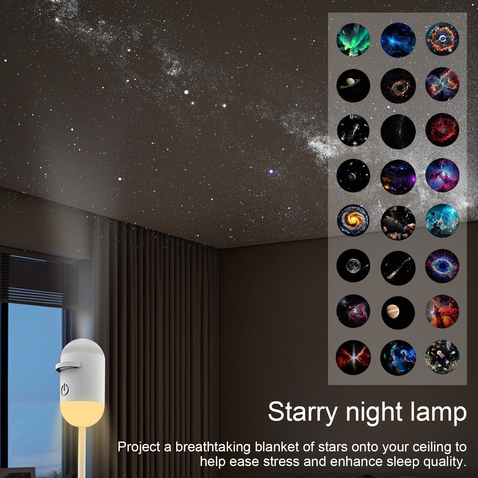 2-in-1 Projector Light Mini USB Car Interior Ambient Lamp LED Starry Sky for Party Home Bedroom Sleep Decoration