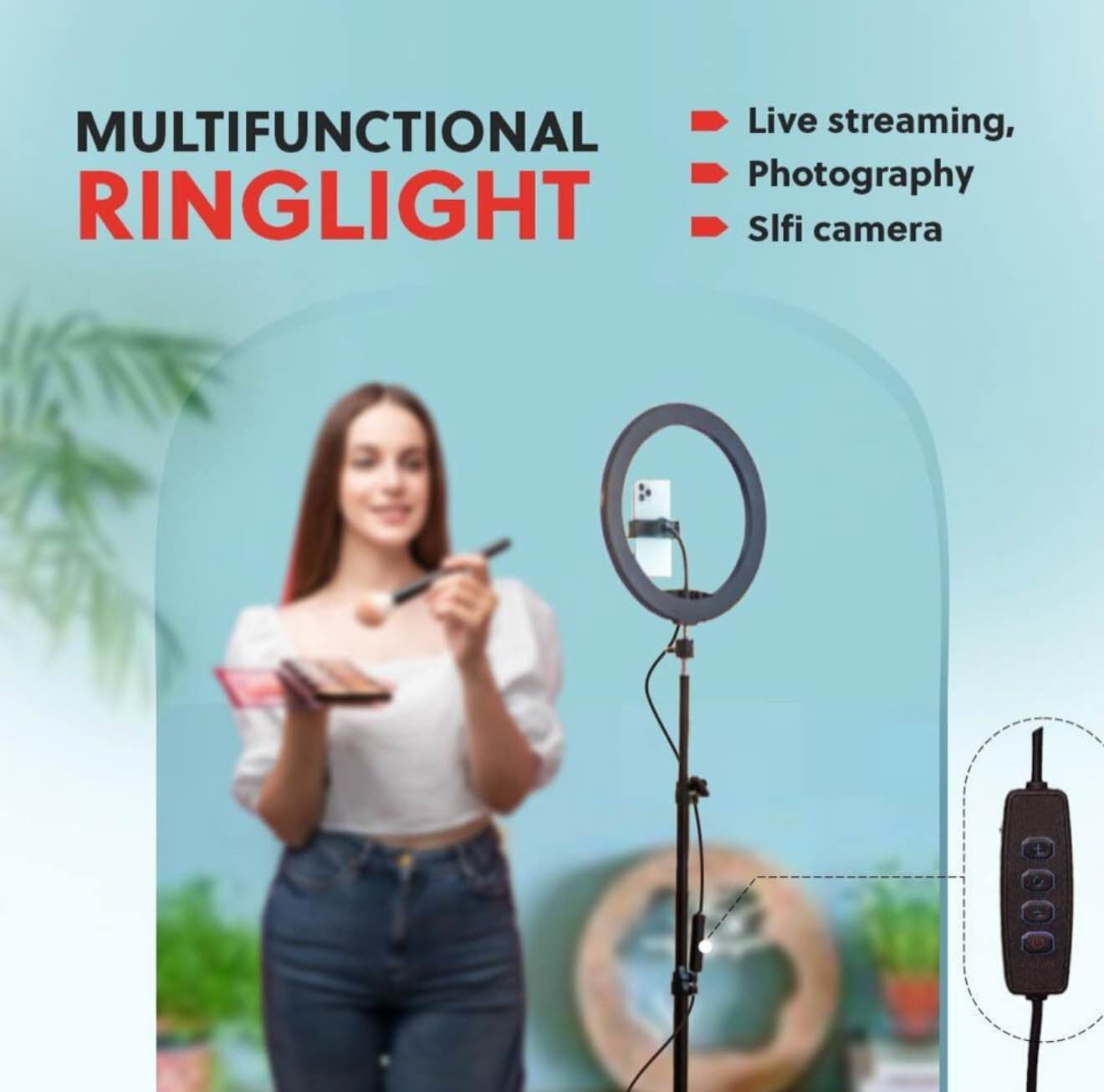 Tiktok Stand STRIFF LED Ring Light with Foldable Tripod Stand Ring Flash (Black)