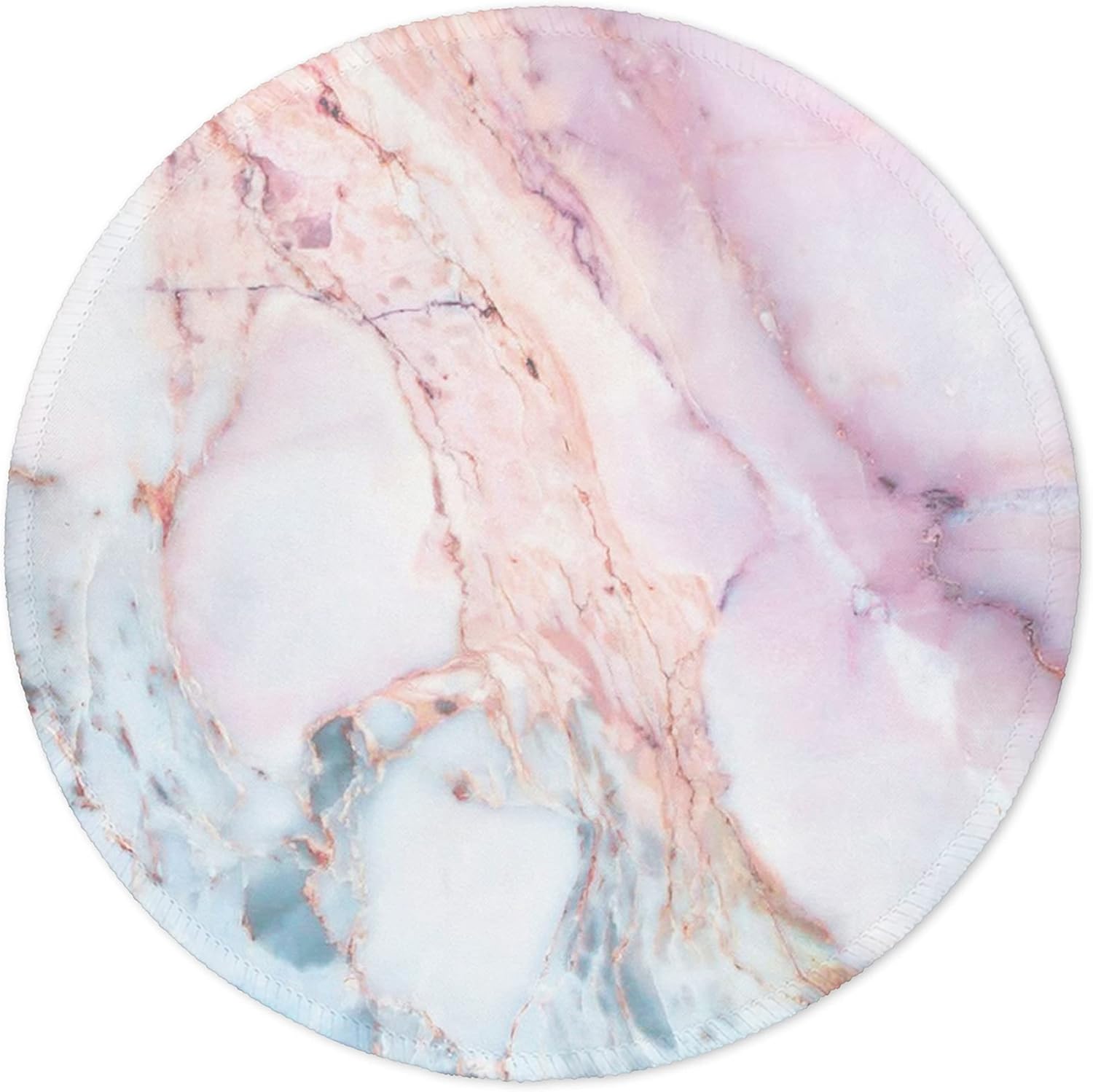 Marble round gaming mouse pad, pink marble high quality texture, washable desktop protection, rubber base, HD small mat carpet