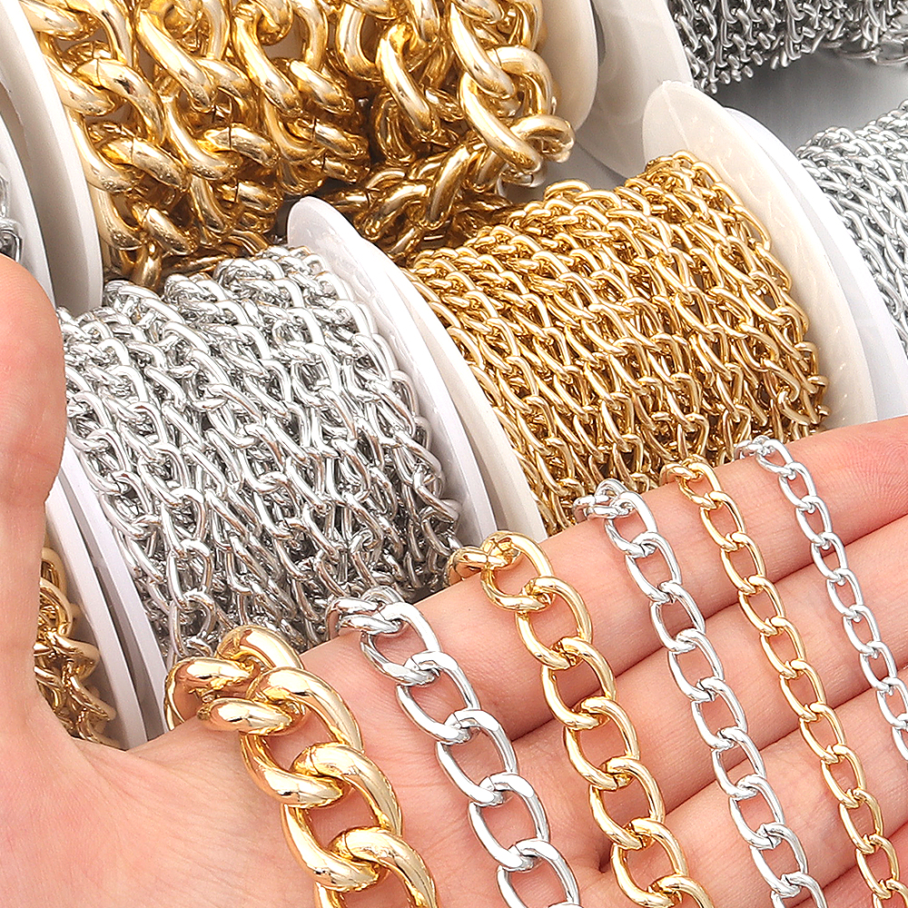 5yards/roll O-shaped Aluminum Chains Metal Bulk Link Chains For DIY Jewelry Making Bags Necklace Bracelet Connector Accessories