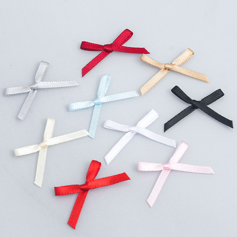100pcs 20mm-30mm Small Size Satin Ribbon Bow Flower DIY CraftsEmbellishment Crafts Accessory Decoration Supplies