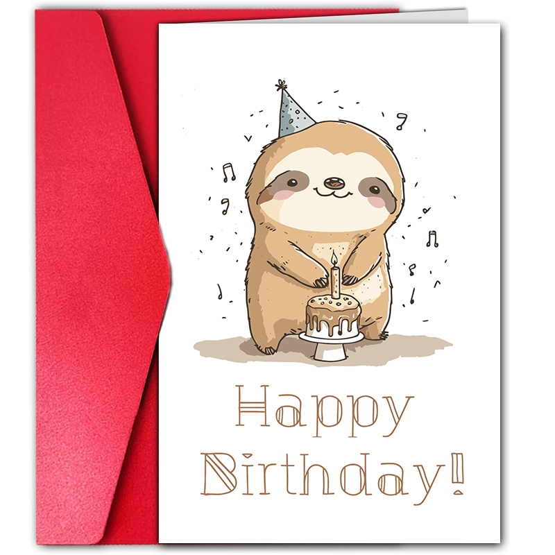 1 pc funny birthday card with cute sloth design. Creative greeting card, perfect for family, friends and colleagues.