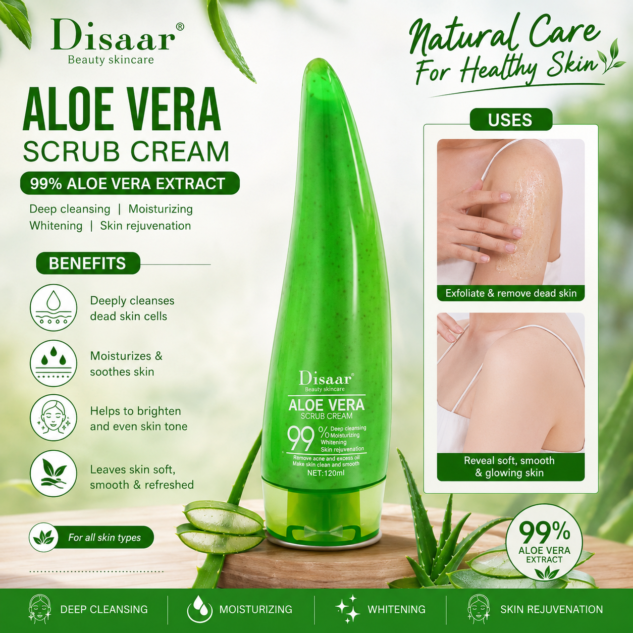 Disaar Beauty Skincare Aloe Vera Scrub Cream 120ml