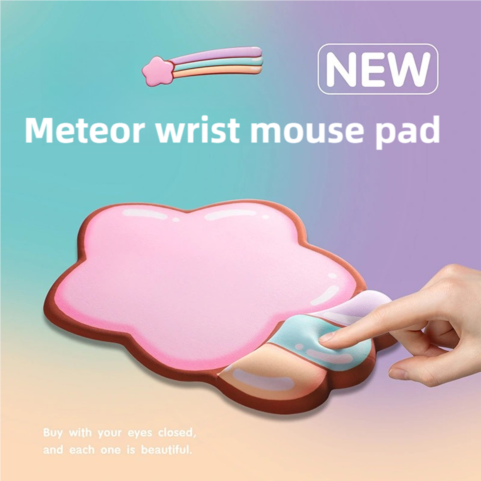 Cute Star Cartoon Silicone Wrist Rest Mouse Pad Large Non-Slip Desk Mat Ergonomic Keyboard Pad for Office Home Gaming