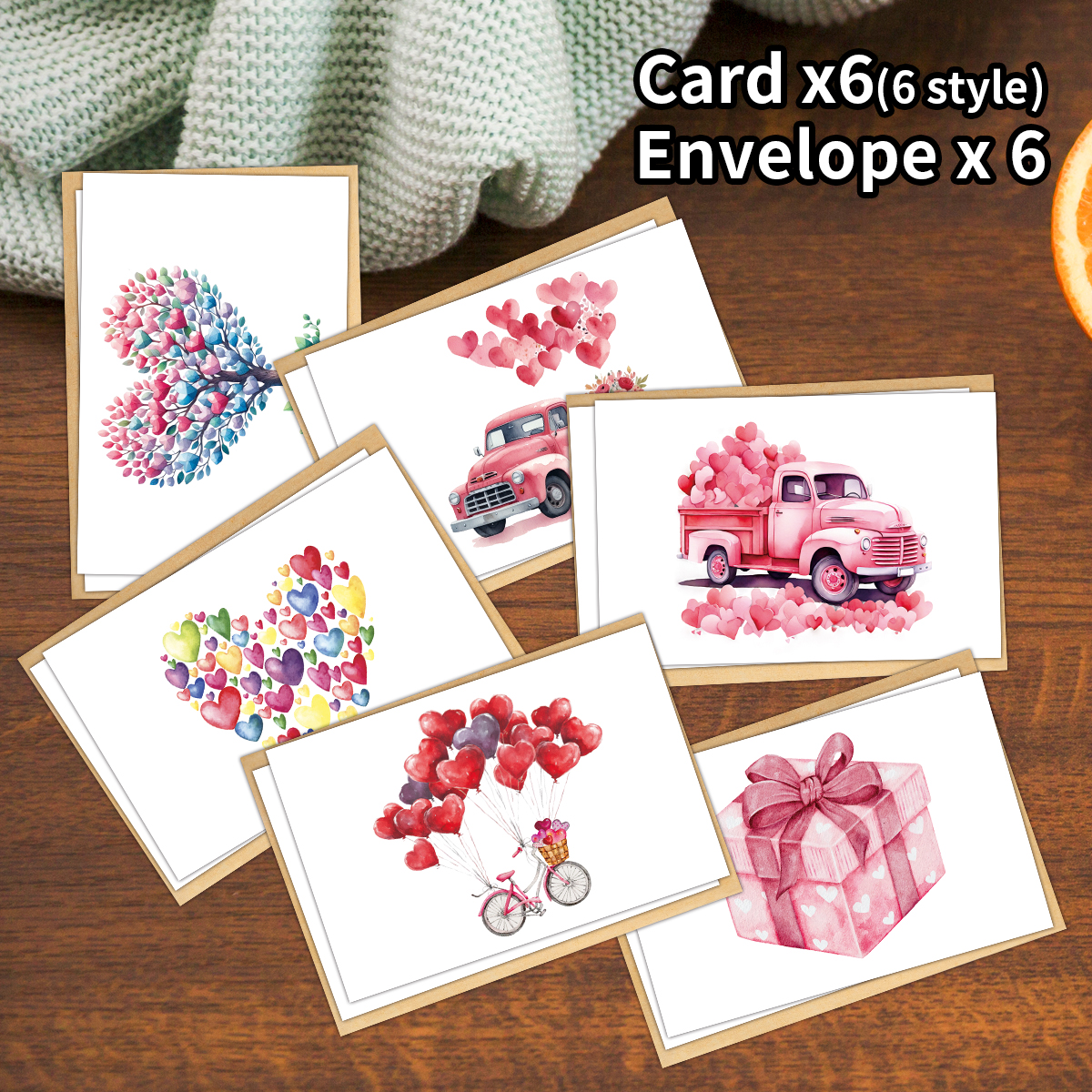 6pcs Romantic Pink Heart Greeting Cards With Envelope For Couple Valentine's Day,Anniversary,Wedding,Love Letter For Handwritten