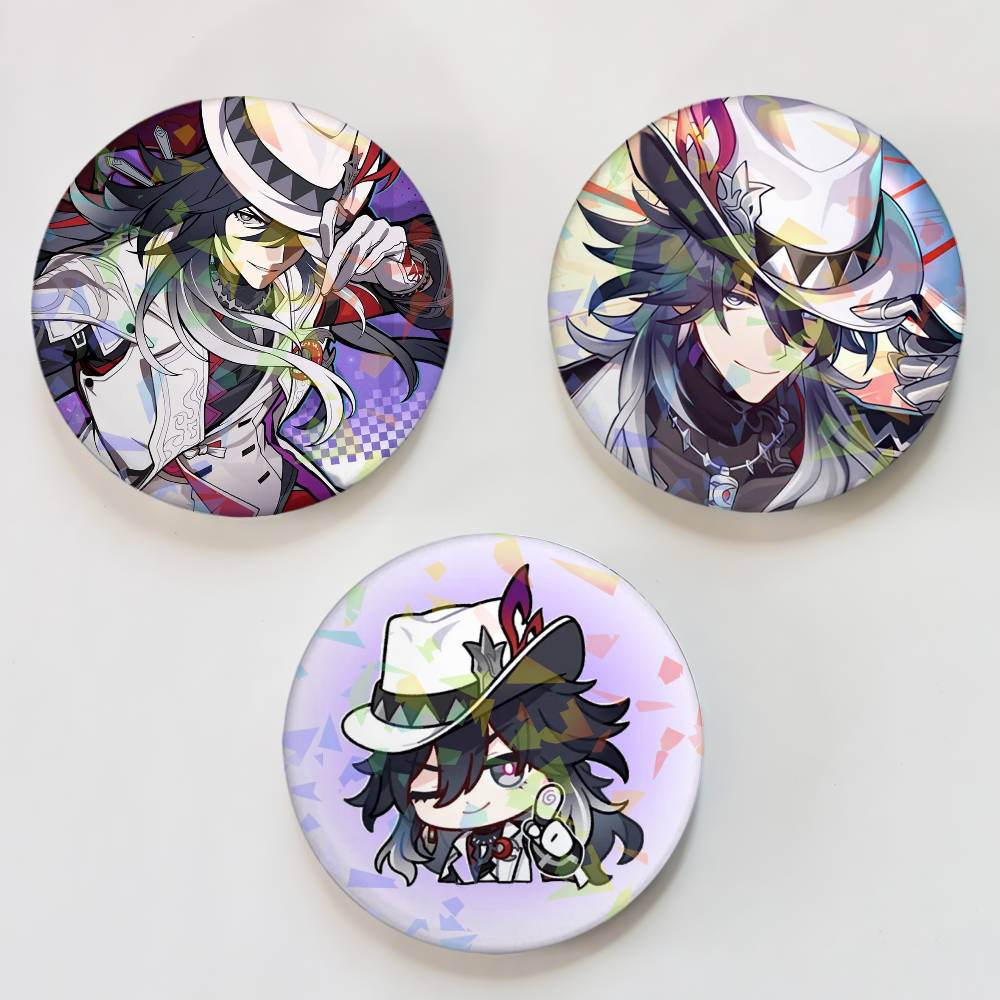 Ashveil Game Honkai Star Rail Round Badge Lapel Pins for Backpacks Briefcase Laser Brooch Clothes