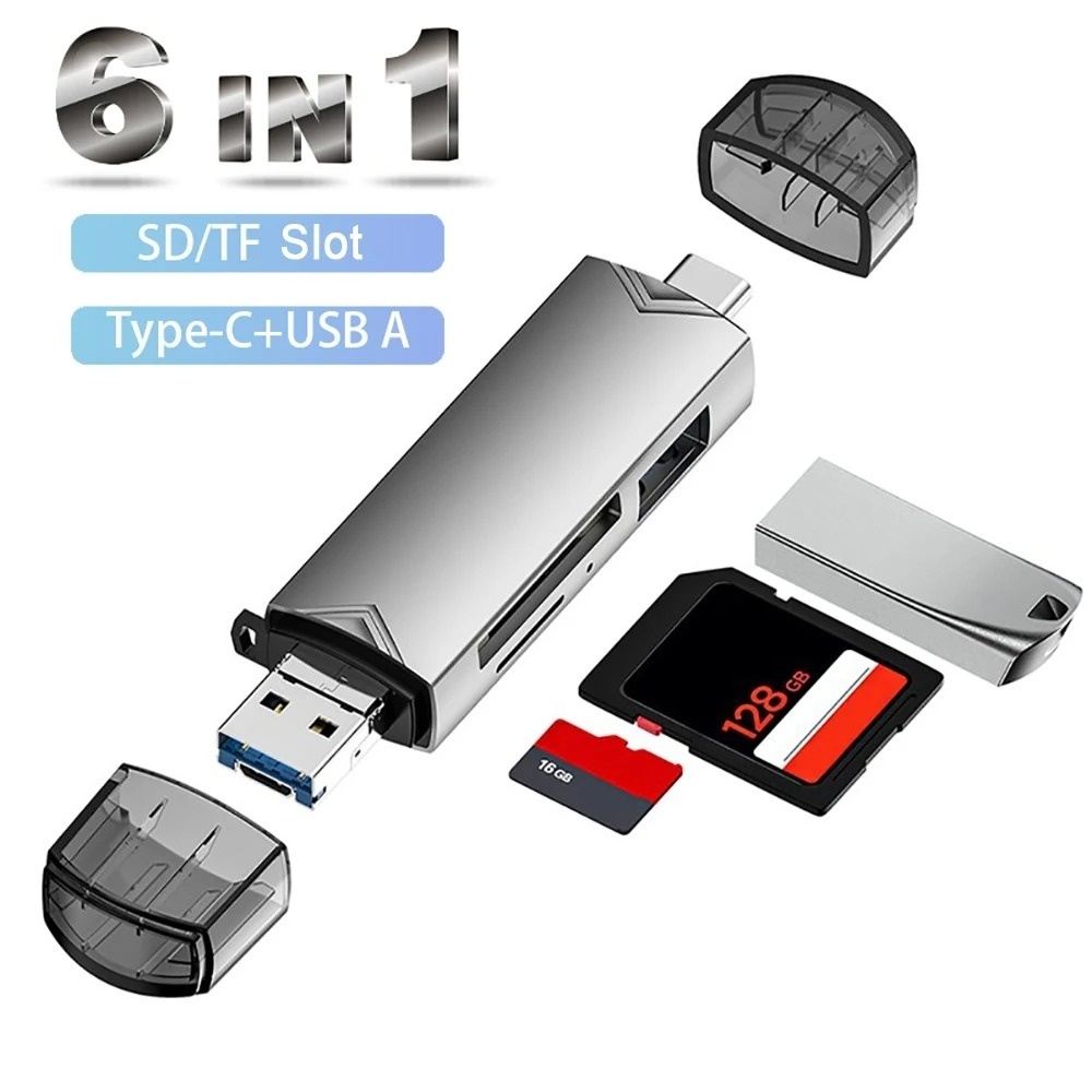 6-in-1 SD/TF Card Reader Camera Memory Card USB 3.0 Card U Disk Reader Multifunctional OTG for PC Laptop Moblie Phone Cardreader