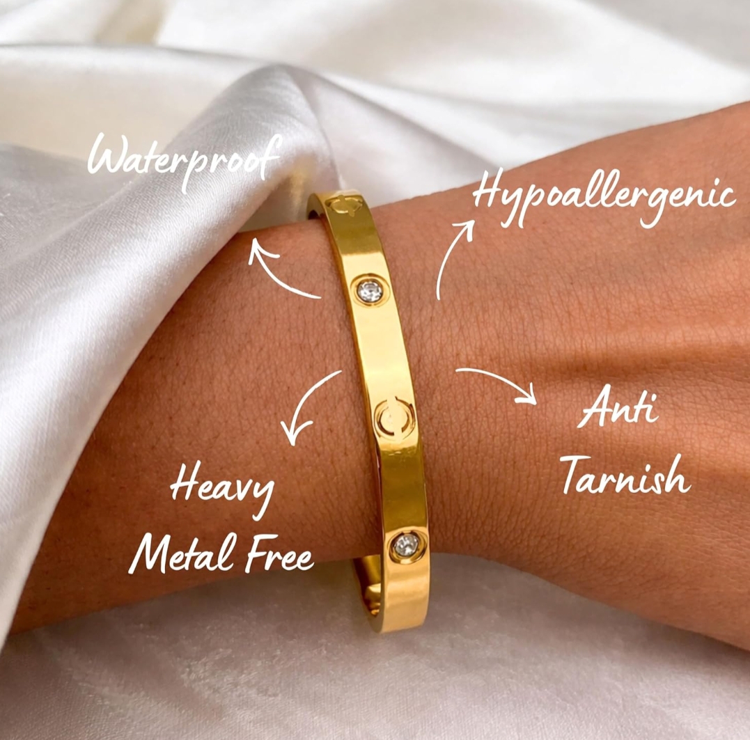 Gold Plated Stainless Steel Openable Crystal Bracelet