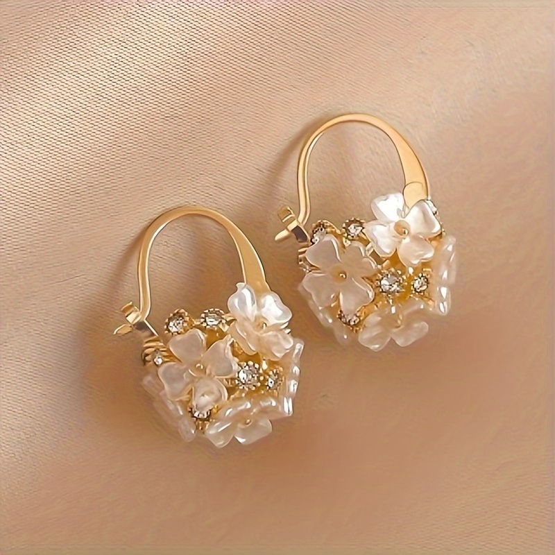 Romantic Flower Ball Dangle Earring for Women Sweet Zircon Flower Drop Earring Elegant Fashion Girl Party Jewelry Gifts