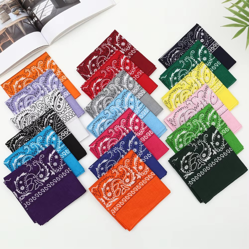 1/2pcs Bandanas 100% Cotton Hip Hop Double Sided Print Fashion Headband Scarf Sports Headwear Wrist Wraps Head Square Scarves