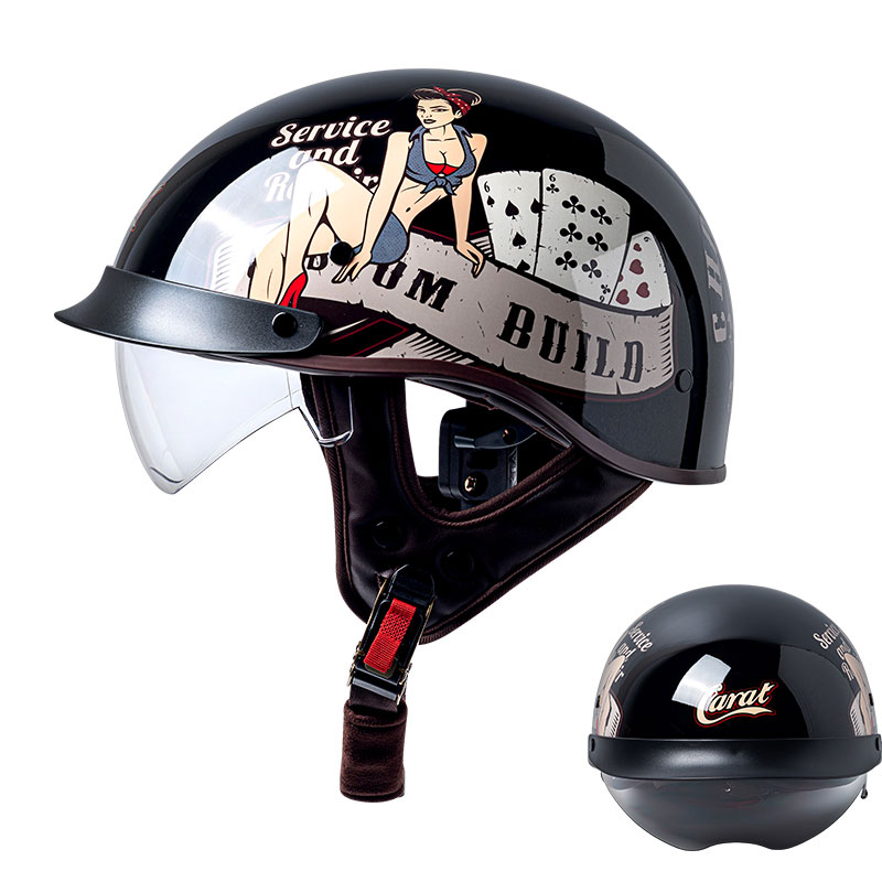 2025 New Half-face Motorcycle Helmets Retro Men's and Women's Light ABS Half Helmets Breathable Lining Personality Trend