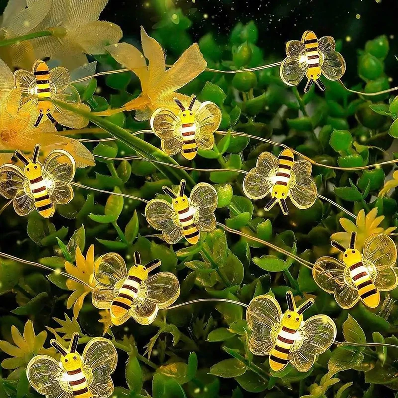 3M LED Bee Lights String Battery Powered Outdoor Waterproof Fairy Garland Lamp For Festival Garden Bedroom Decor