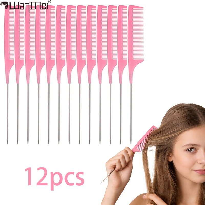 Pro Pointed Tail Salon Hairdressing Hair Styling Anti-static Comb Hair Brush Steel Needle Pin Rat Tail Combs Barber Accessories