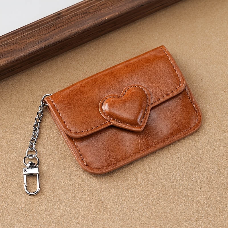 Heart-Shaped Coin Purse with Multiple Compartments & Card Slots, Portable Mini Wallet for Men Women, Creative Small Change Purse