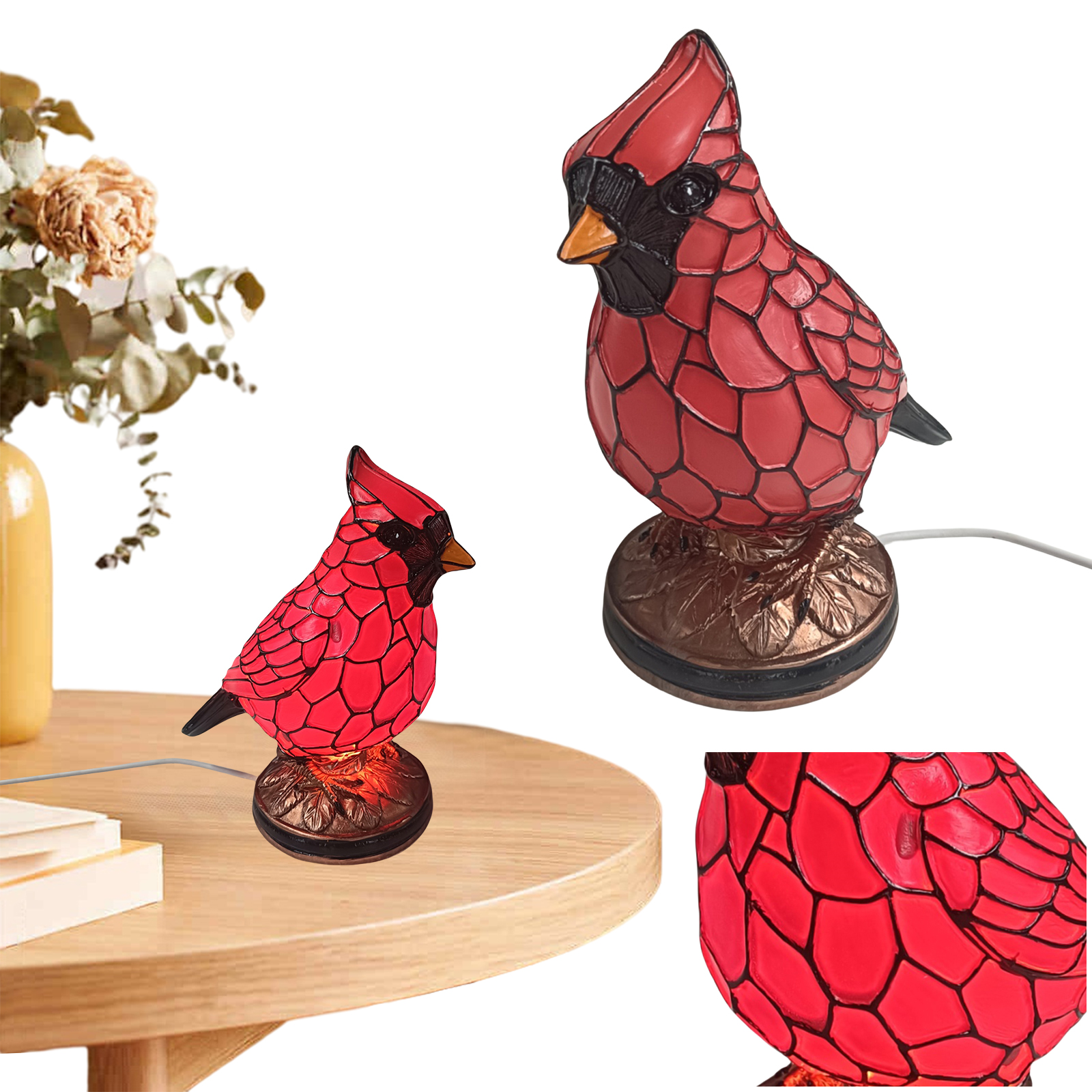 Art Decor Light Decorative Red Bird Table Lamp Red Bird Night Light for Bedside Livingroom Bedroom Home Decoration