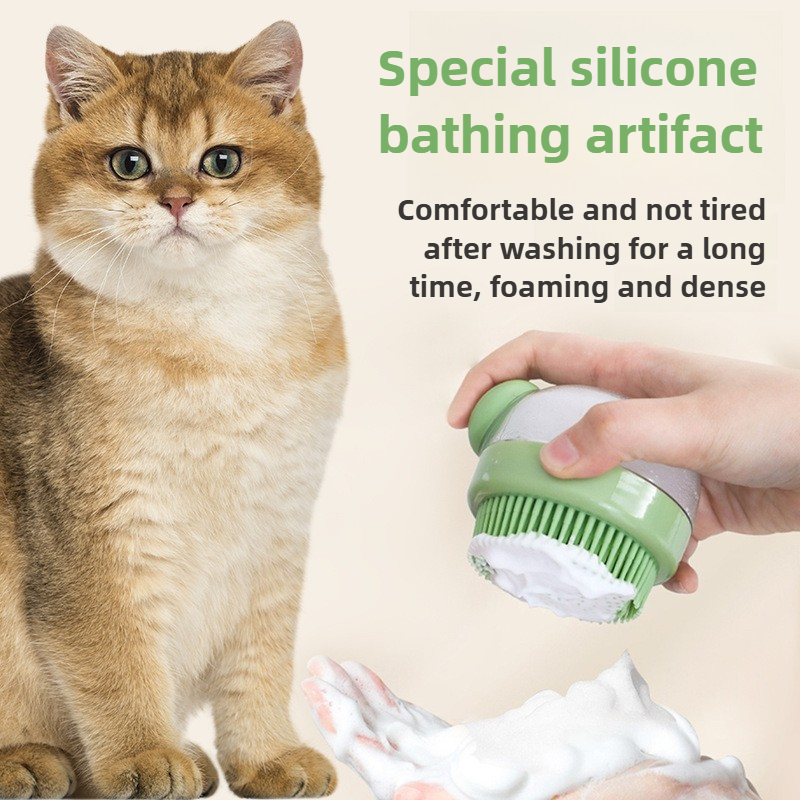 1pc Pet Bath Massage Silicone Brush Cat Specific Bath Brush To Remove Floating Hair Dog Scrubbing Tool Pet Bath Brush Pet Brush