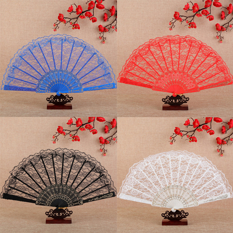 Victorian Lace Hand Fan - Vintage Floral Folding Fan for Women Cosplay Photo Props for Belly Dance & Stage Performance〔YY33〕