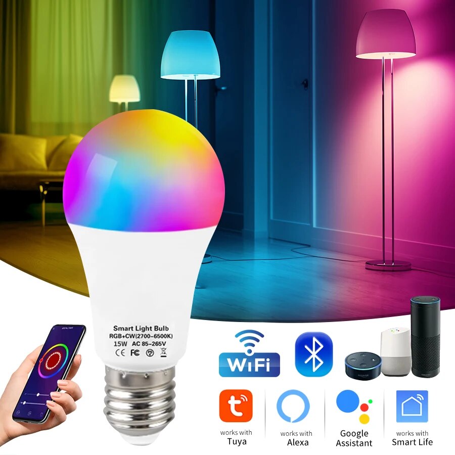 Tuya Bluetooth WIFI GU10 Light Spotlight RGBCW Color Change Lamps Smart Life APP Dimmable Alexa Home Voice Control Group