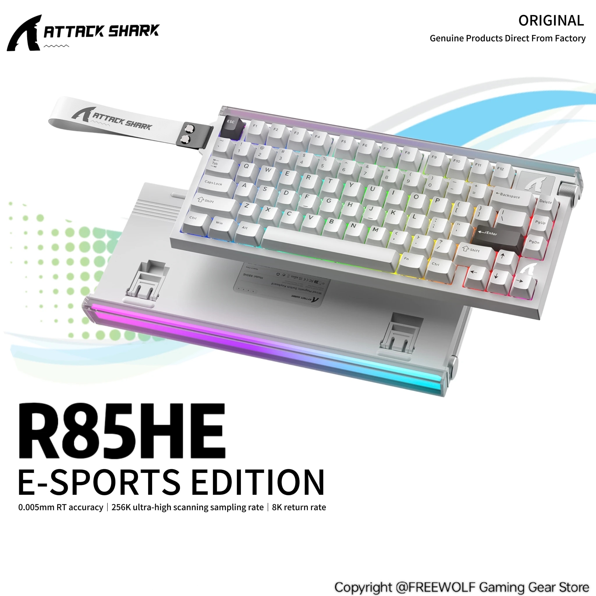 Attack Shark R85HE RGB Neon Light Keyboard,0.005mm RT Accuracy,8K Return Rate,Wired Connection for Mechanical Keyboard