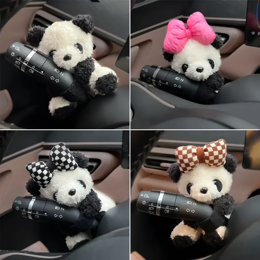 1pc Plush Panda Doll Clutch Decoration Car Wiper Turn Signal Switch Decoration Accessories New Car Car Decorative Ornaments