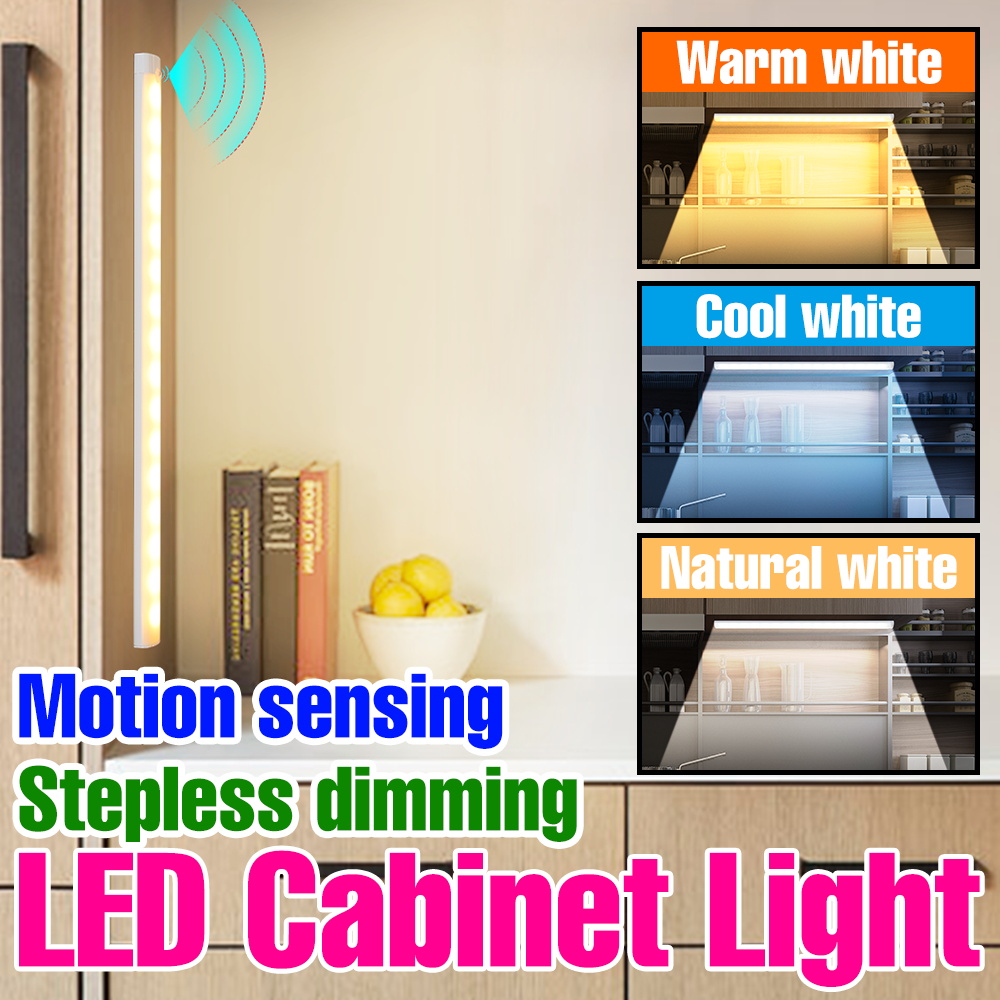 LED Cabinet Lamp Indoor USB Smart PIR Motion Sensor Closet Lamps Indoor Dimmable Tape Light Bar Study Eye Protection Nightlight