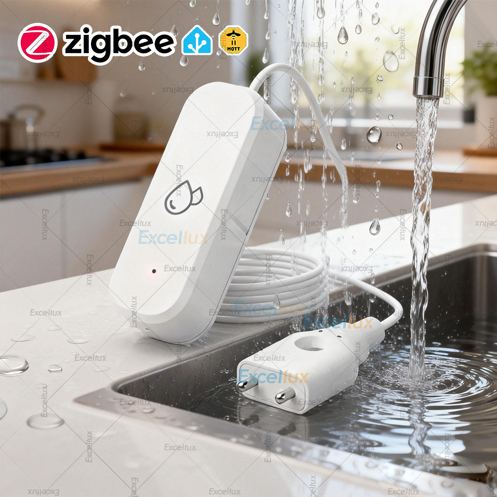 Zigbee Smart Water Leak Sensor Flood Leakage Detector Linkage Alarm Sensor for Kitchen/Bathroom,For Z2M,Zigbee Gateway Required