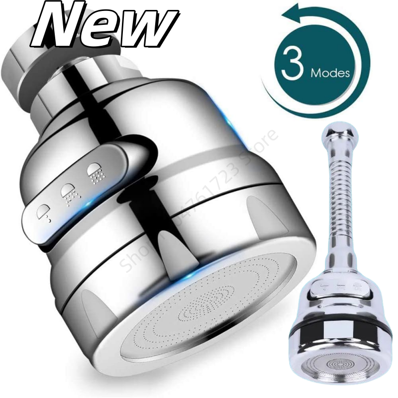 1 Faucet Nozzle 360 Degree Rotating Filter Extension Tube Dual-Mode Faucet Nozzle Universal Kitchen Accessory