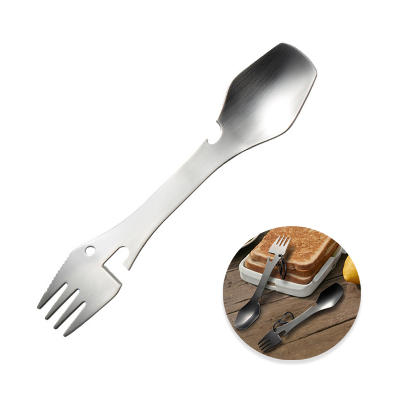 5-in-1 Utility Spork, Multifunctional Stainless Steel Spork, Bottle Opener, for Portable, travel spoon, Lightweight.