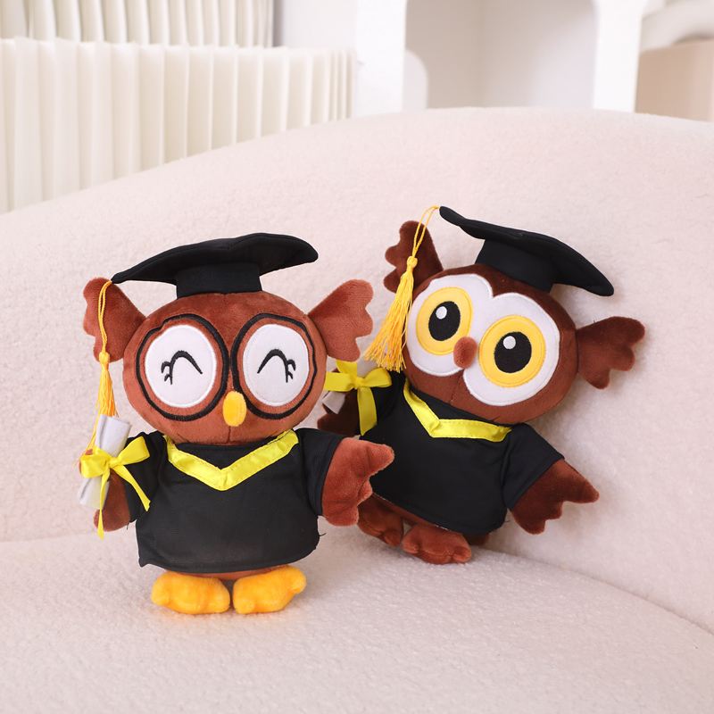 23CM Graduation Doctor Owl Plush Toy Cute Stuffed Animal Toy Doll Soft Cartoon Pillow Graduate Plush Dolls