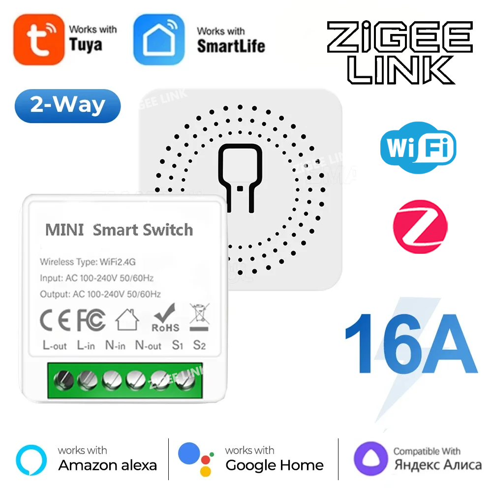 Tuya ZigBee/WIFI Smart Light Switch Smart Home Automation DIY MINI Breaker Supports 2 Way Work With Alexa Home lightify