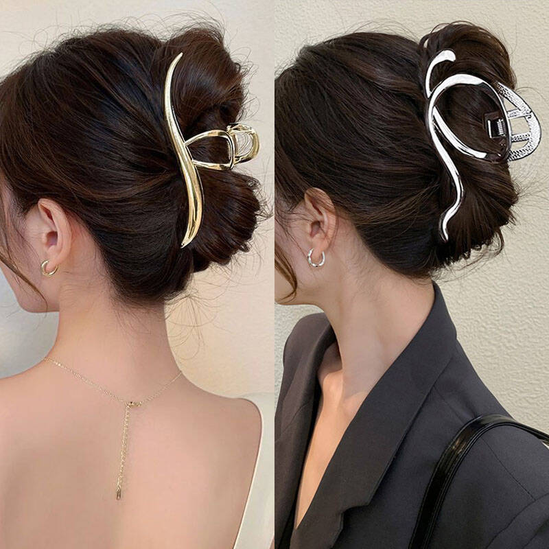 Women Silver Gold Color Irregular Hairpins Punk Metal Hair Claw Clip Barrettes Girl Hair Accessories Ponytail Hair Clip Headwear