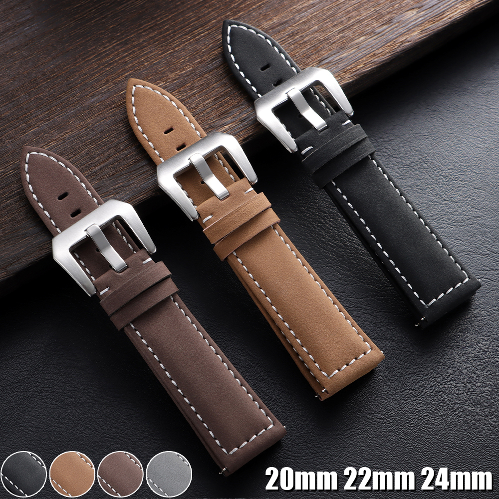 Genuine Leather Watch Band Quick Release 20mm 22mm 24mm Watch Straps for Samsung Galaxy Watch for Panerai Stitching Brown Straps