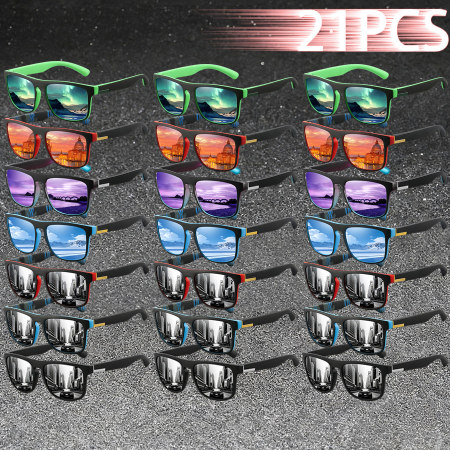 24PCS Fashion Eyewear Square Sunglasses Men Women Fishing Driving Man Luxury Brand Designer Sun Glasses