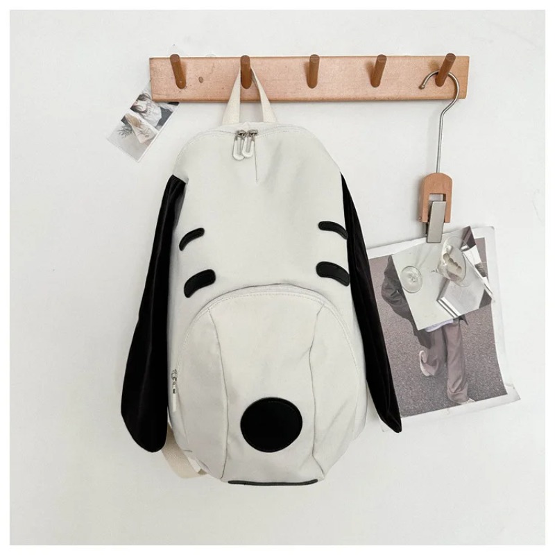 Cute Snoopy Dog Backpack Canvas School Bag Kawaii Animal Travel Daypack for Women Students Casual Backpack