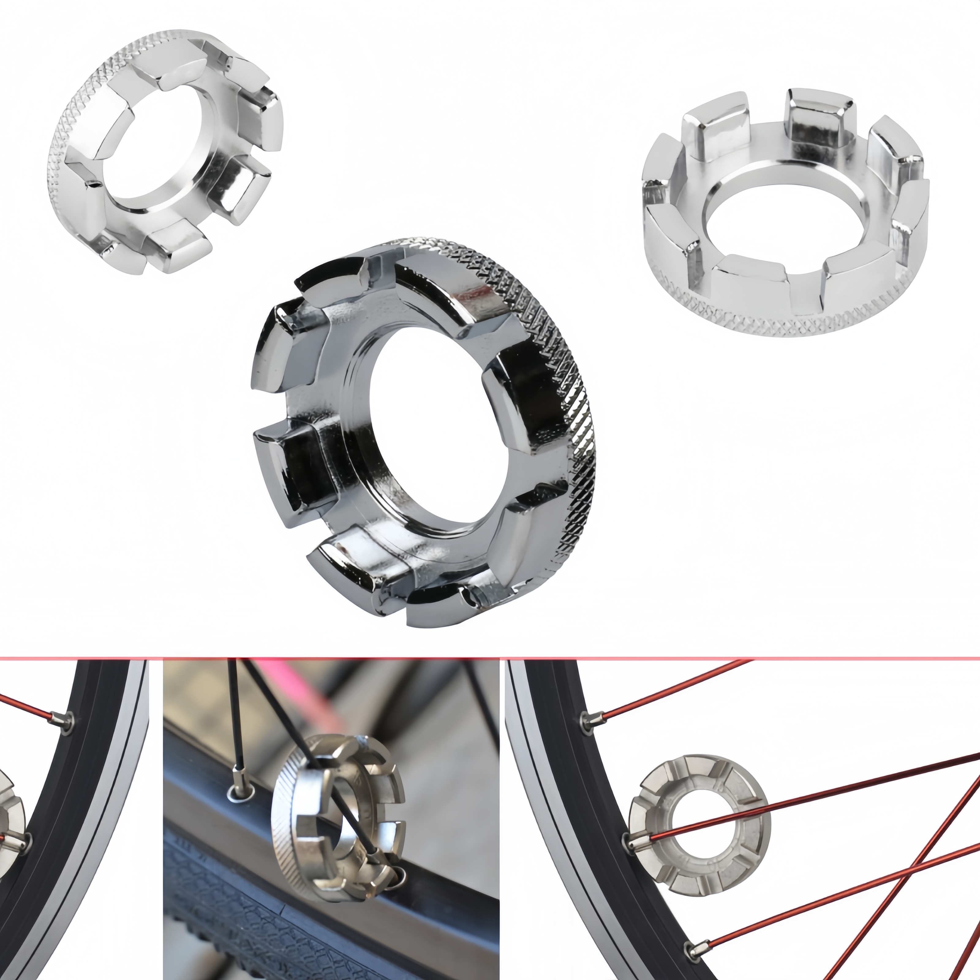 8 in 1 Bicycle Spoke Wrench Tool, Steel Spoke Nipple Key for Wheel Truing Fit for Road Bike MTB Mountain Bicycle Maintenance