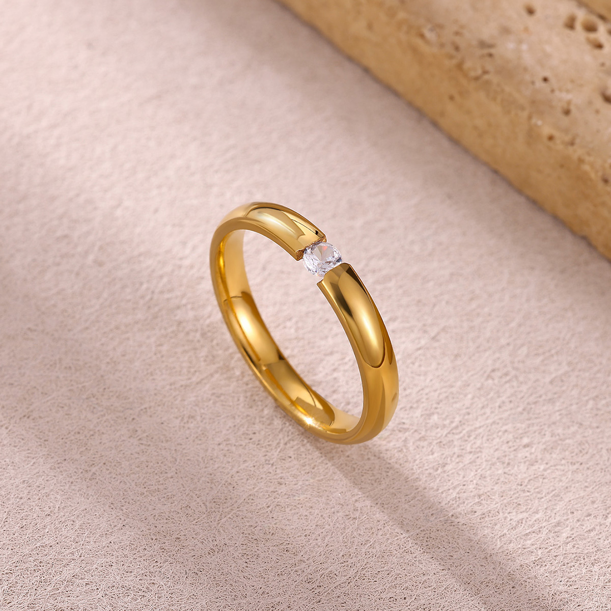 Stainless Steel Cubic Zircon Rings for Women Men Gold Color Round Ring Wedding Couple Fashion Minimalist Daily Party s