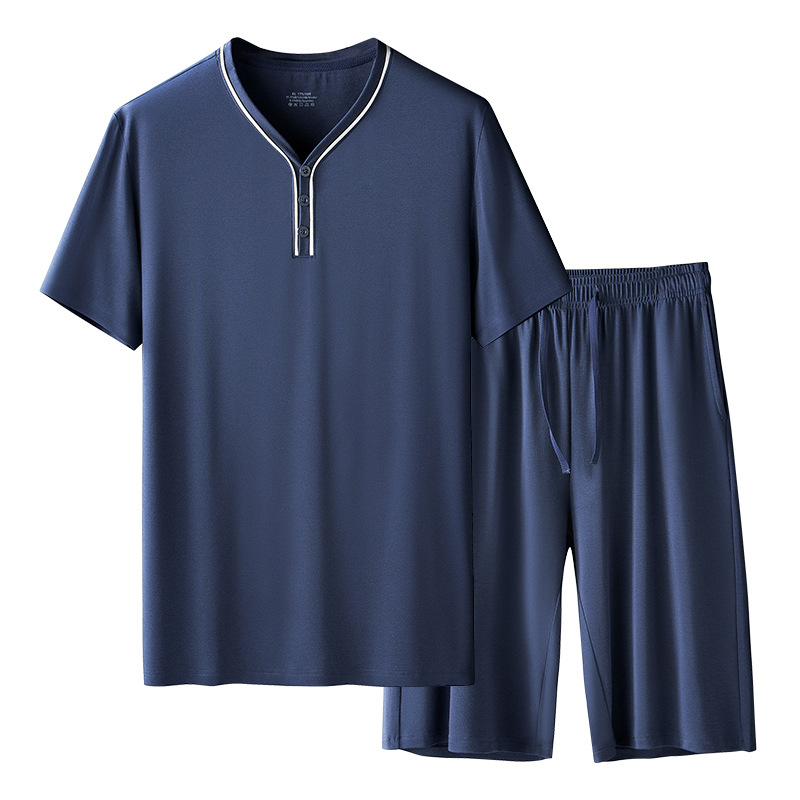 Men's Ultra Fine Modal Pajamas Set Short Sleeves Comfortable Spring Summer Luxury Sleepwear Loungewear for Men