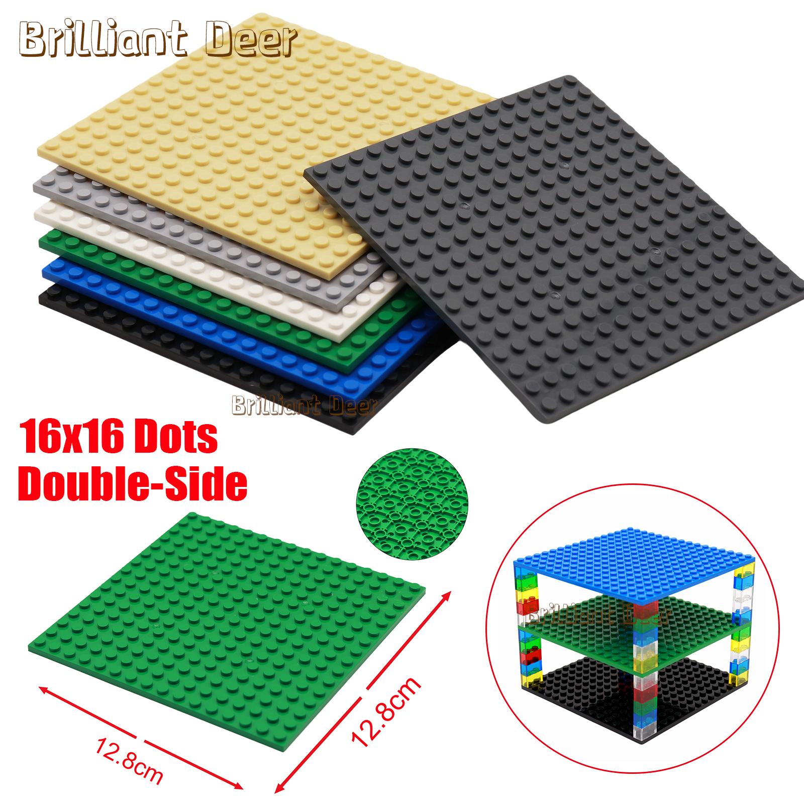 4PCS Double Sided 16X16 Dots Classic Baseplate Building Blocks Bricks Base Plates DIY MOC Building Blocks City Construction Toys
