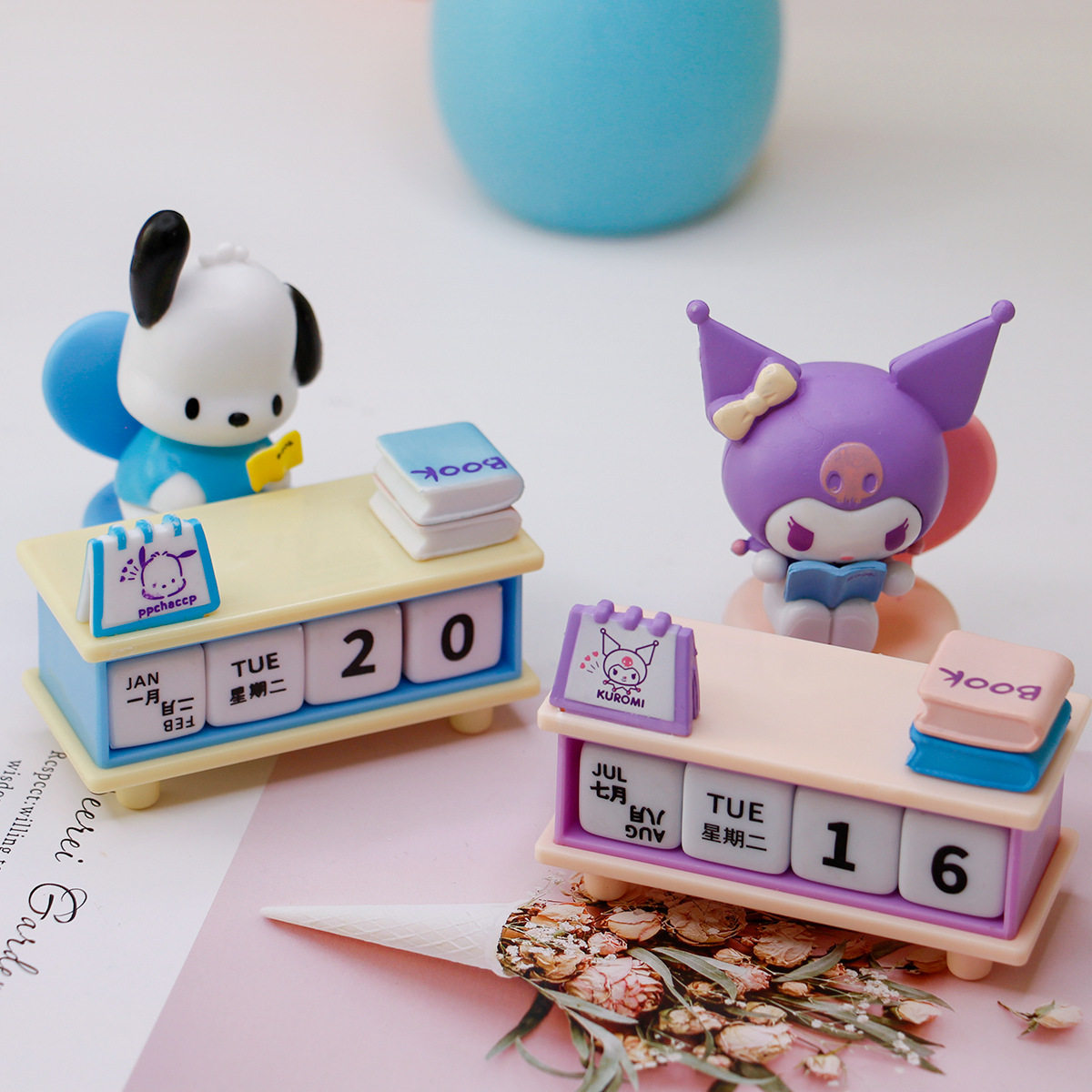 Kawaii Cartoon Assembled Desk Calendar Customizable Freely Adjustable Cute Desktop Decoration for Office Cubicle