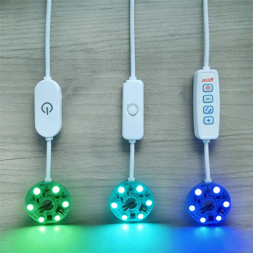 1/2/4Pcs Dimmable 5V USB LED chip Gradient LED RGB Light Board Remote Control DIY Model Display Light PCB Board High Brightness