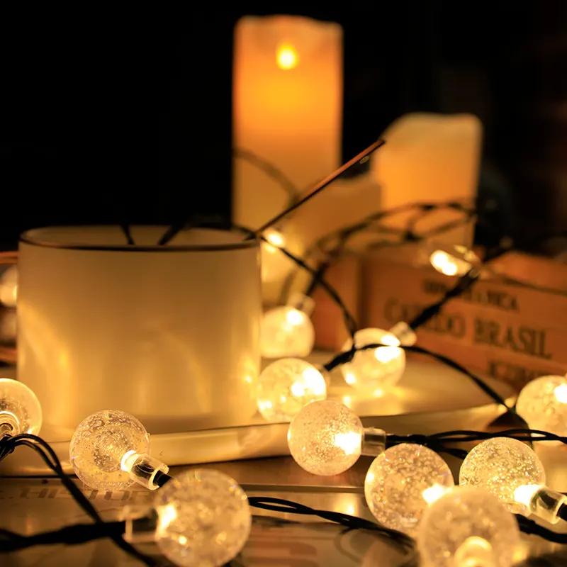 Outdoor New Solar Bubble Ball Light String Outdoor Camping Light String Water Drop Decorative Light Crystal Ball Led Lights. - image 1