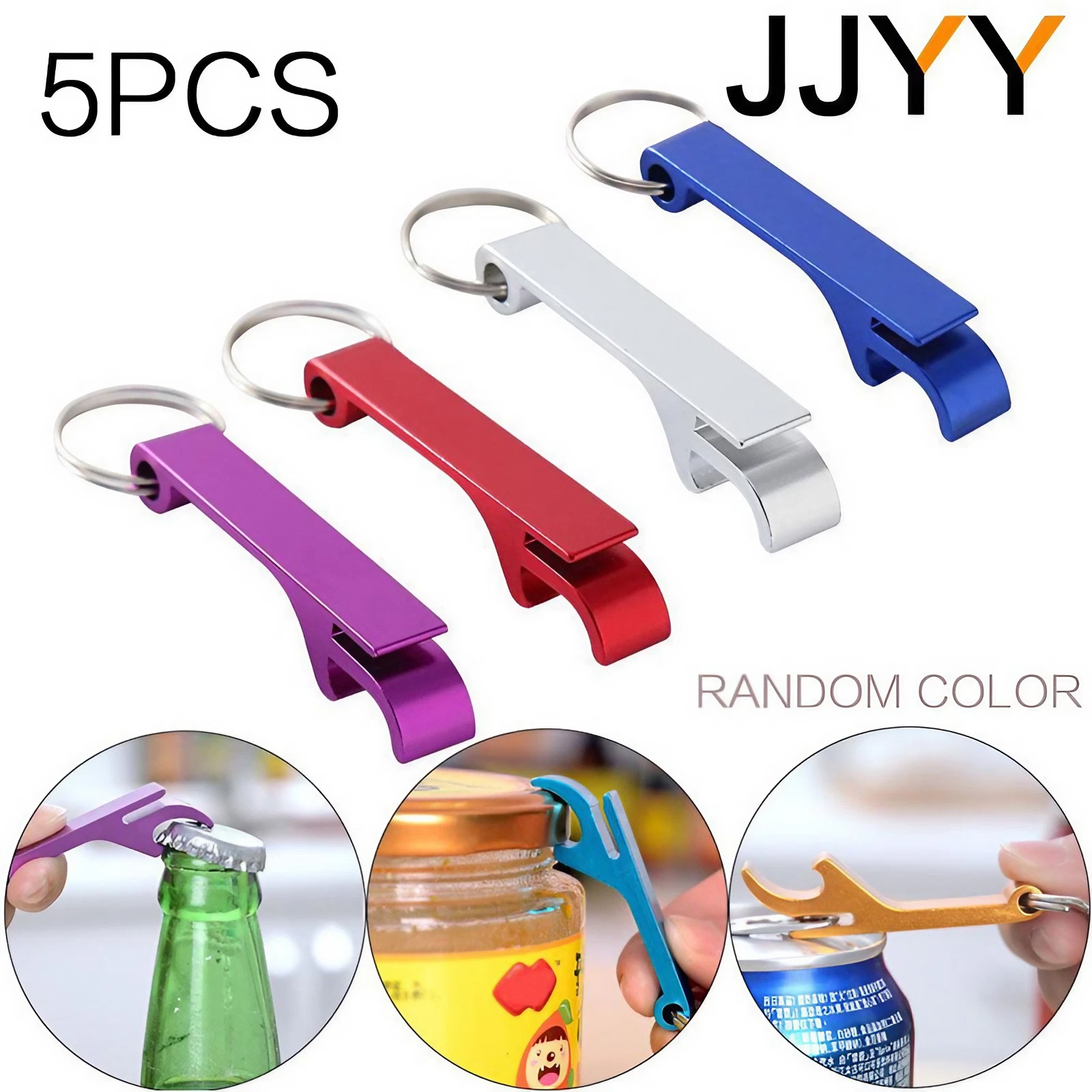 JJYY 5Pcs Bottle Opener Multifunctional Portable Aluminum Alloy Mini Key Pendant