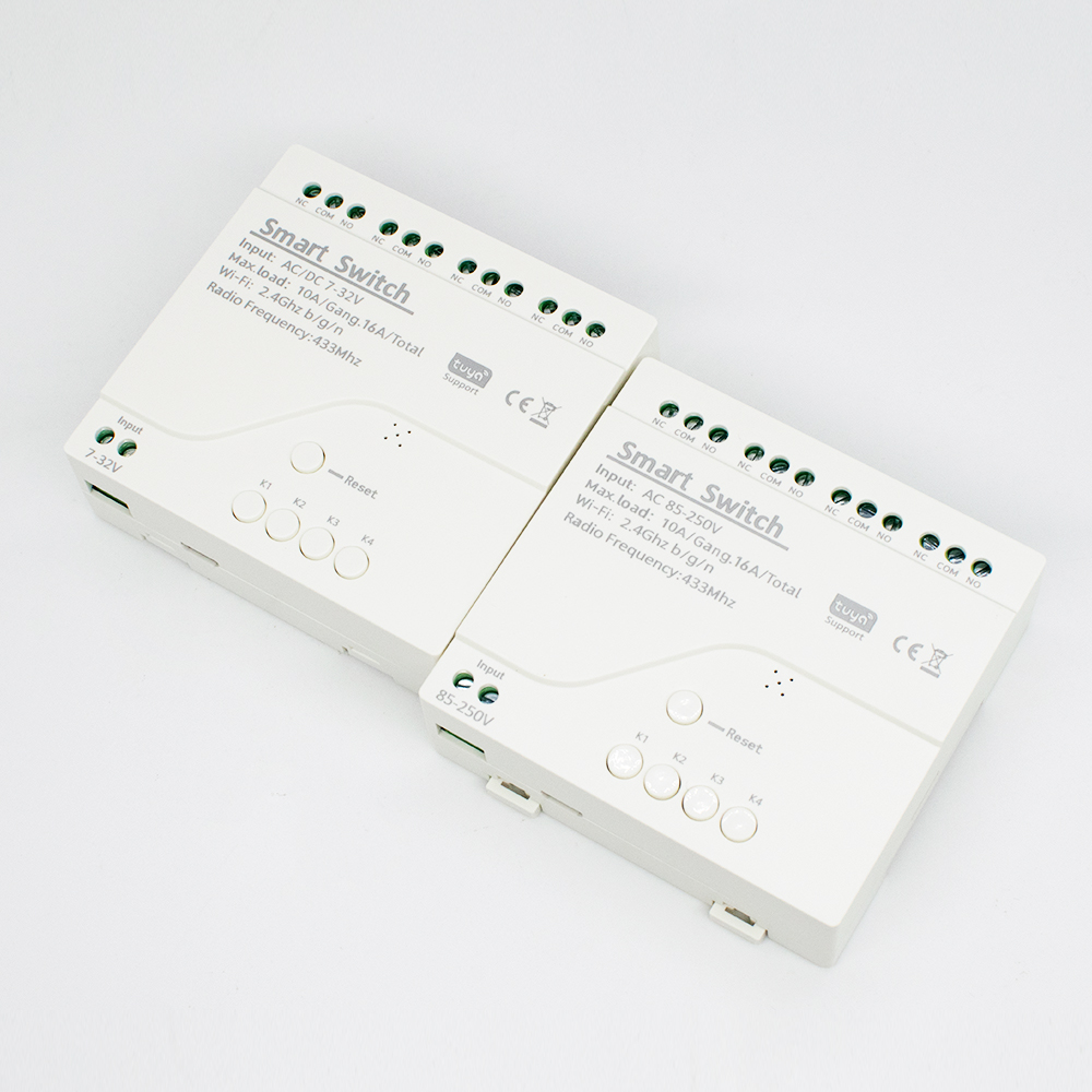 2pcs Tuya Wifi Smart Switch Home Automation Controller 7-32V 85-250V 220V 4 Channels 10A Wifi Relay Controller APP