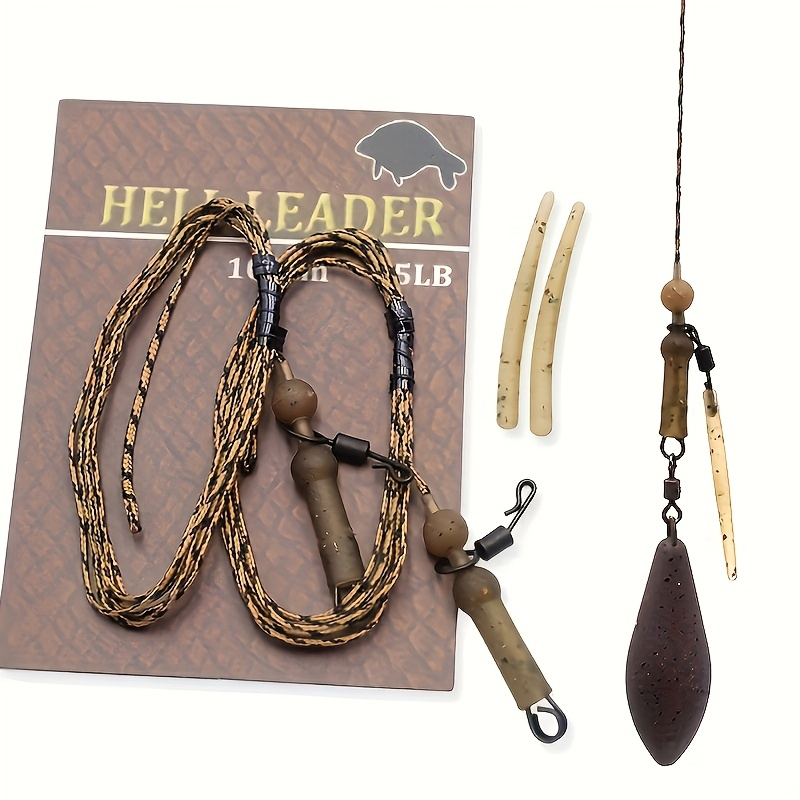 Carp Fishing Leaders, 2-Pack Pre-Tied Hair Rigs with Boilie Stoppers, 45lb Test PVC Material, Durable Rig for Carp Angling, Fish