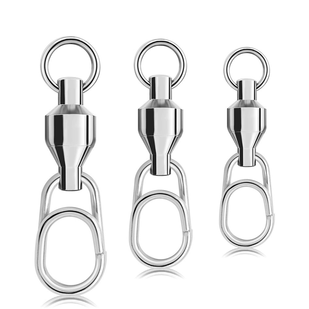 10Pcs 20Pcs Ball Bearing Swivel Heavy Duty Trolling Swivel Stainless Steel Fishing Connector for Slow Pitch Jigging Max132 LB