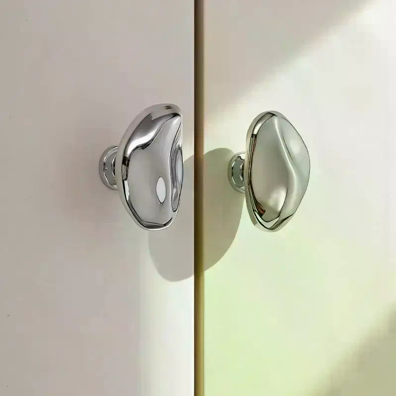 1Pcs Simple Wardrobe Door Drawer Cabinet Bright Silver Handle New Chinese Furniture Single Hole Small Handle