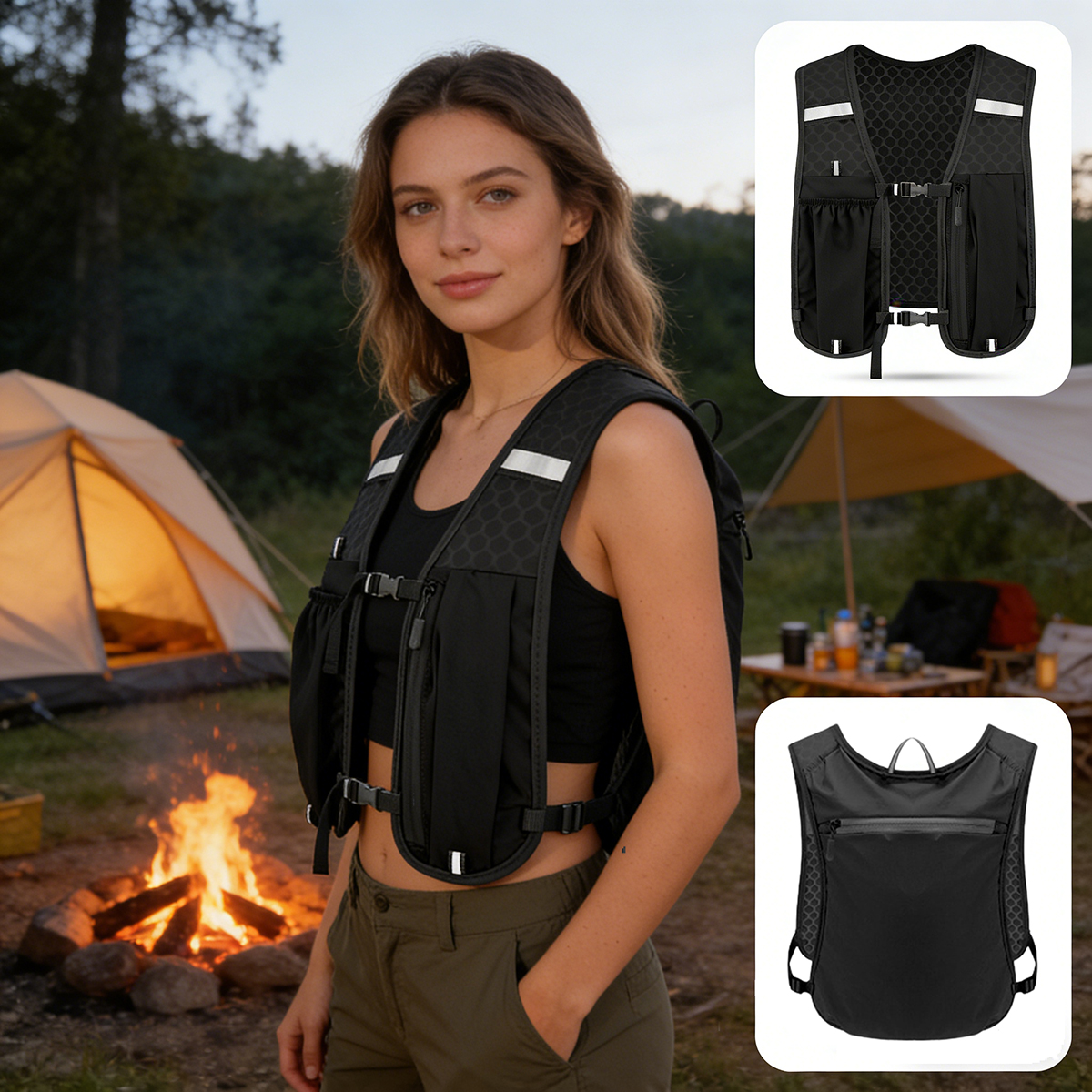 1Pc Breathable Mesh Vest Bag Outdoor Camping Mountaineering Cycling Multifunctional Equipment Storage Chest Bag