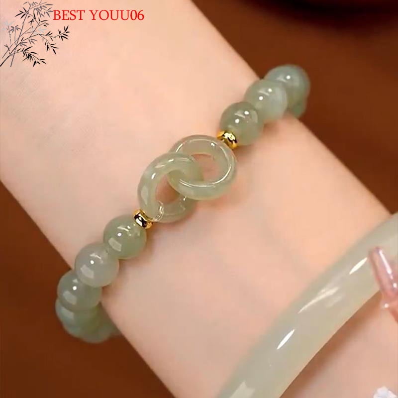 (YOUU06)Summer Valentine Day Love Heart Jade Bead Charm Bracelet for Women Girl Natural Bracelet To Love Jewelry s